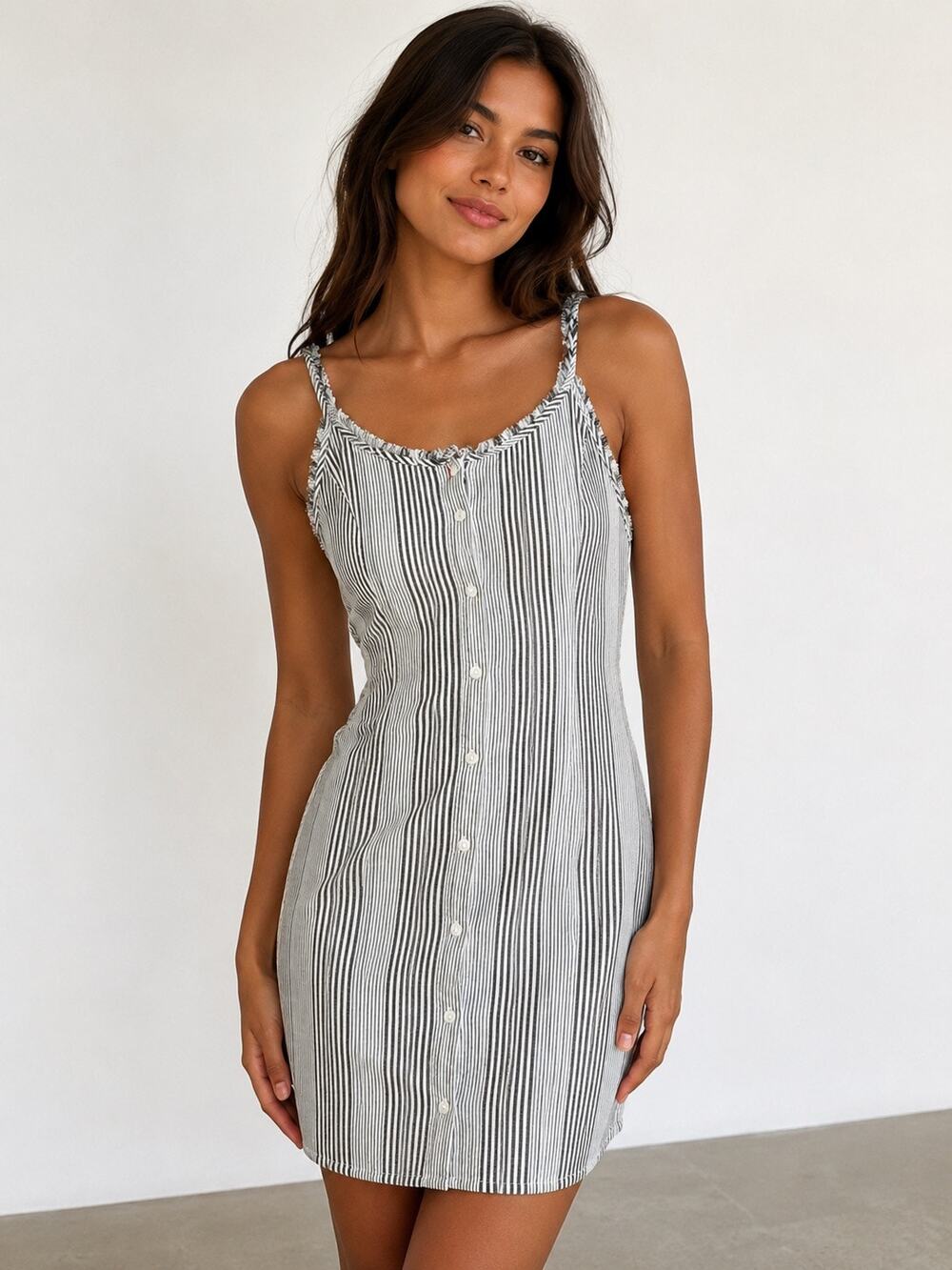 Peruvian Connection Striped Cotton Scoop Neck Sleeveless Sheath Dress Size 4